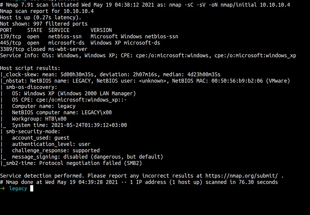nmap initial scan