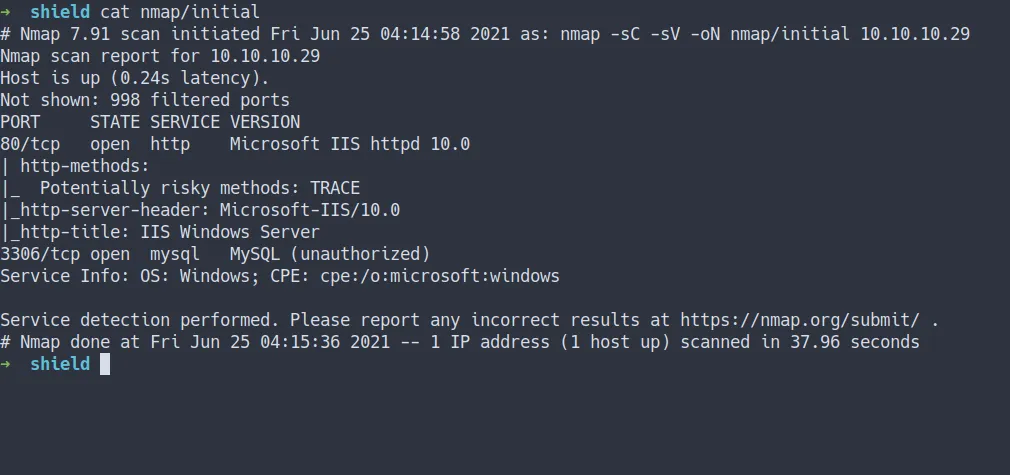 nmap initial scan