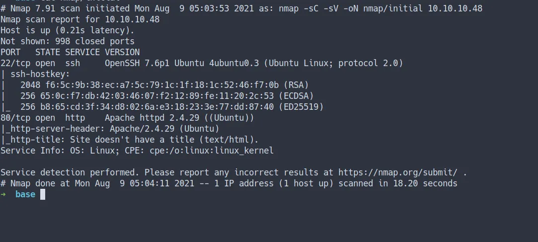 nmap scan result
