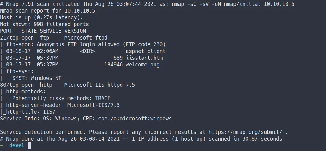 nmap initial scan