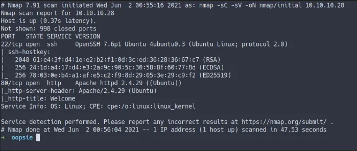 nmap initial scan