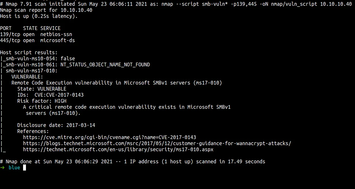 NSE check vulnerable to Eternalblue