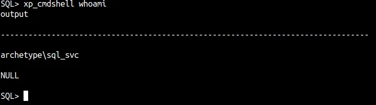 xp_cmdshell whoami
