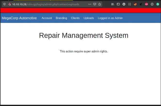 can't view upload page