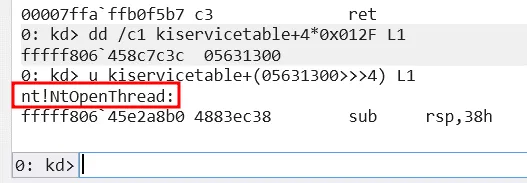 Kernel routine absolute address