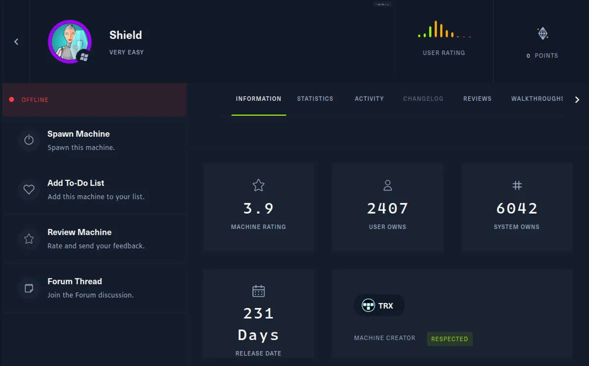 HackTheBox - Shield Writeup