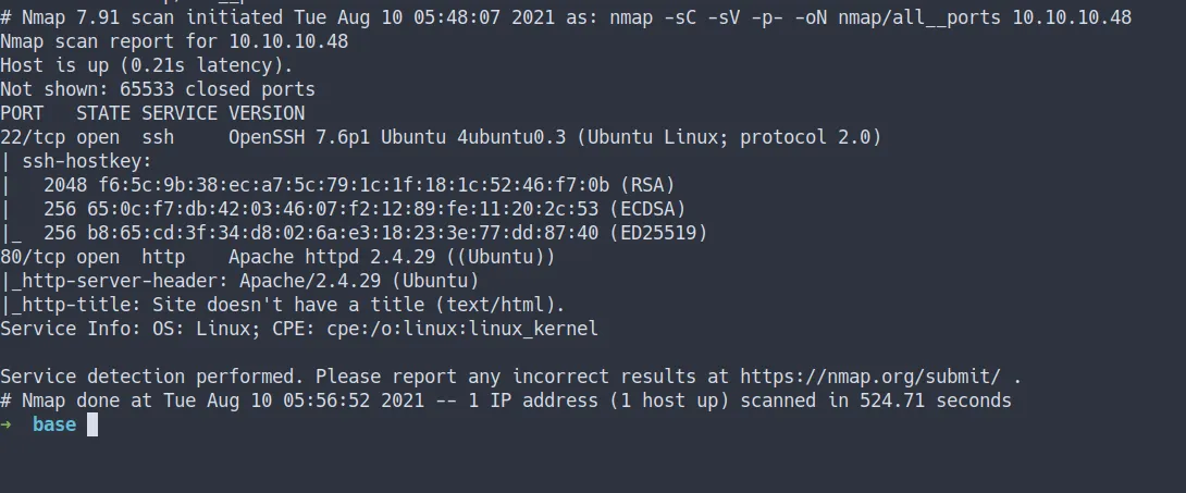 nmap scan allports