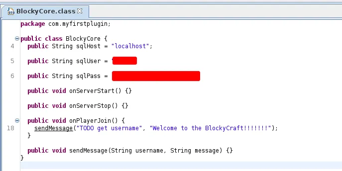 hardcode credentials in BlockyCore.jar
