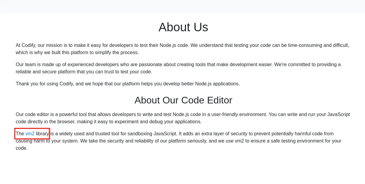 codify.htb about us page