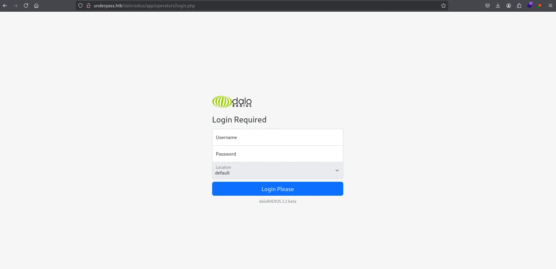 daloradius login page