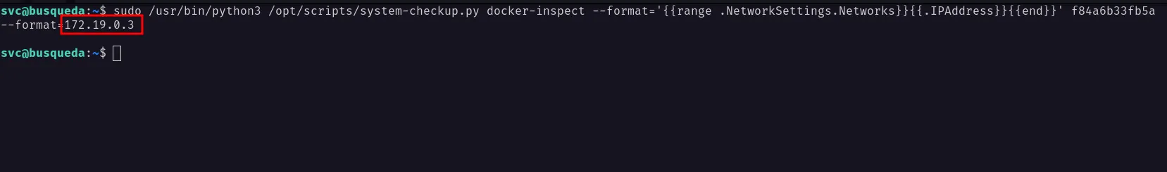found the docker ip address