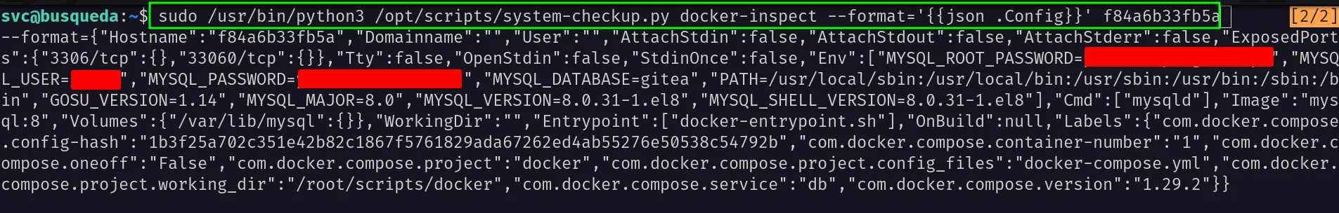 dump mysql docker config