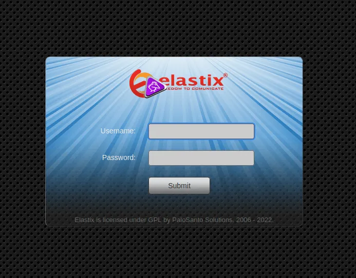 elastix login page