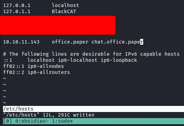 add hostname chat.office.paper in /etc/hosts