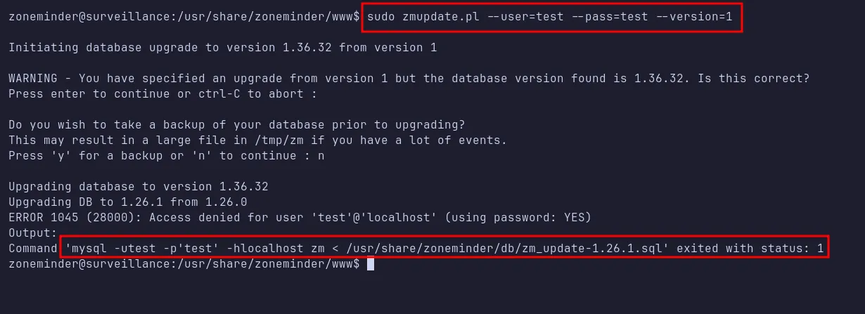 execute zmupdate.pl script