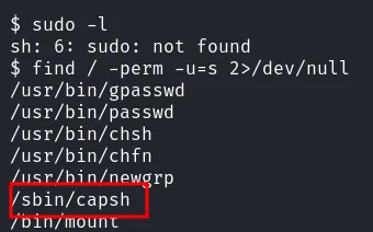 found suid capsh