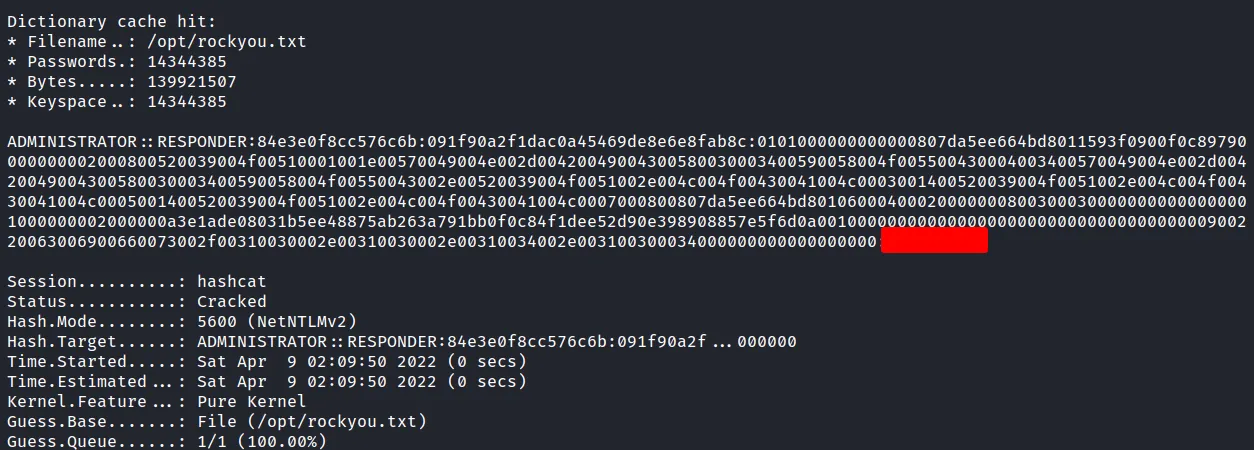 cracked administrator hash