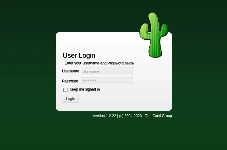 cacti login page