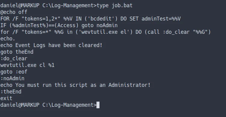 contents inside job.bat file