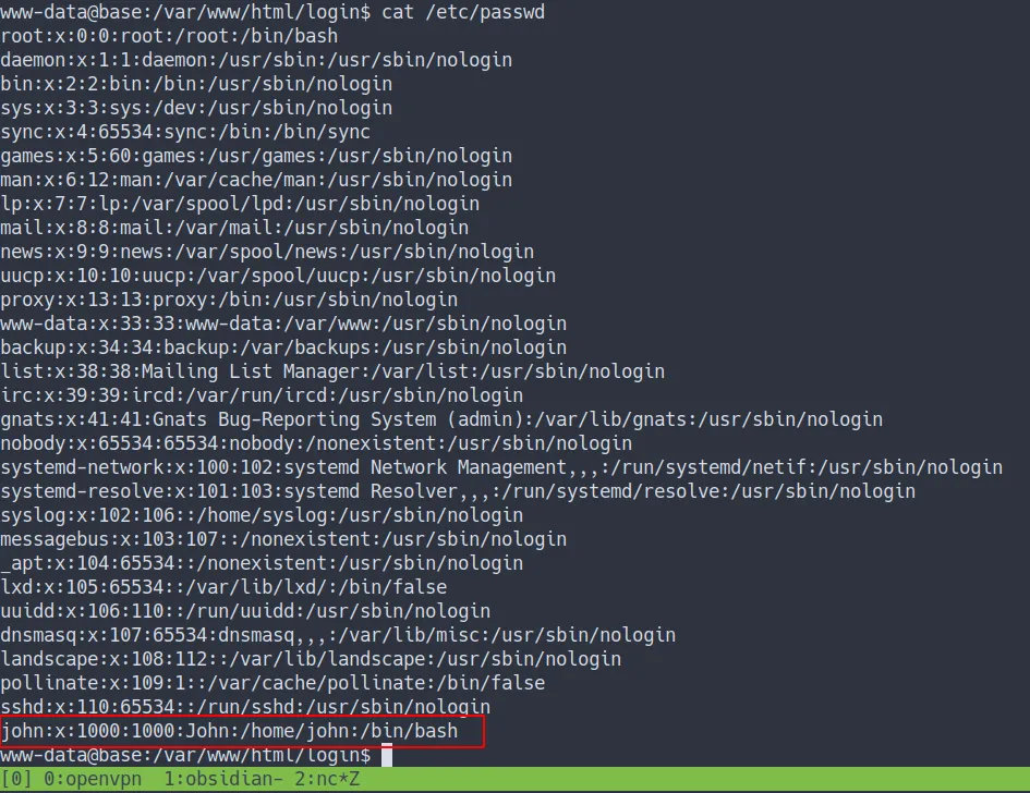 check user in /etc/password