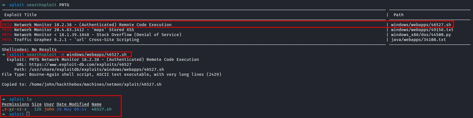 search the exploit in searchsploit