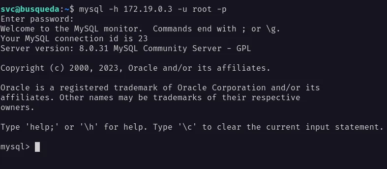 connect to mysql as root