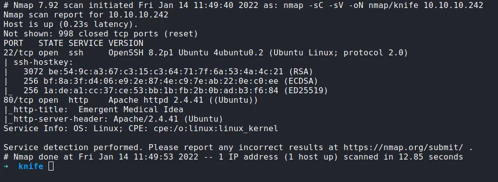nmap scan result