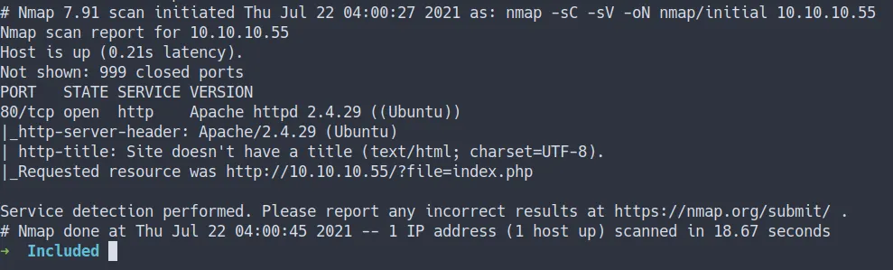 nmap initial scan