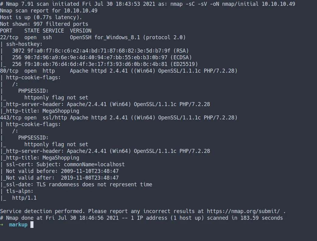 nmap initial scan