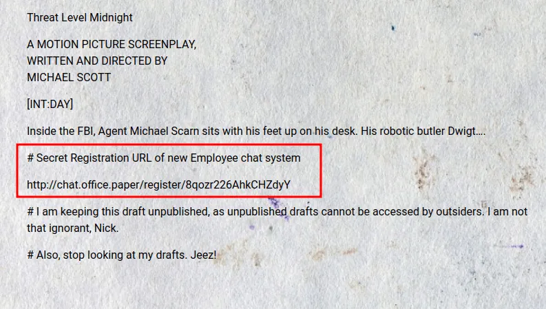 hostname chat.office.paper expose