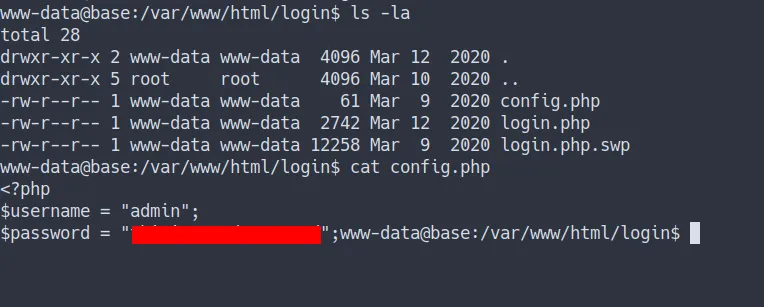 password in config.php