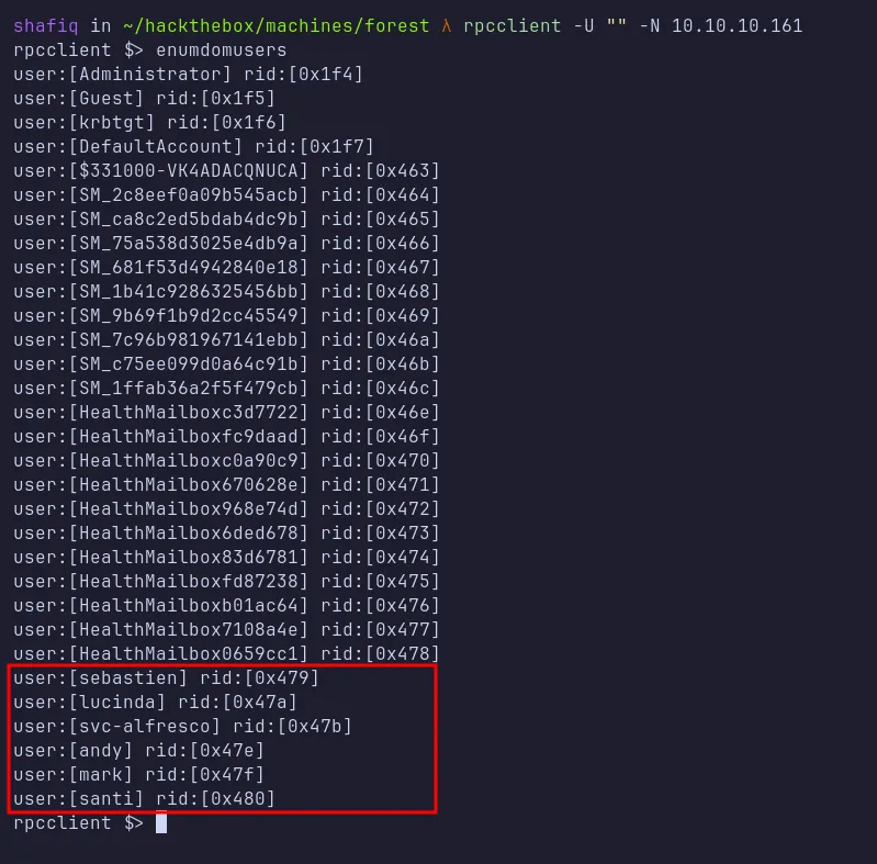 rpcclient enumdomusers