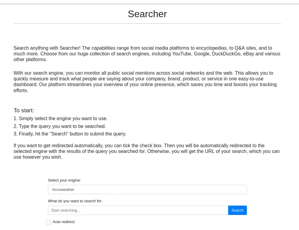 searcher webpage