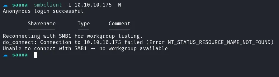 smbclient null failed