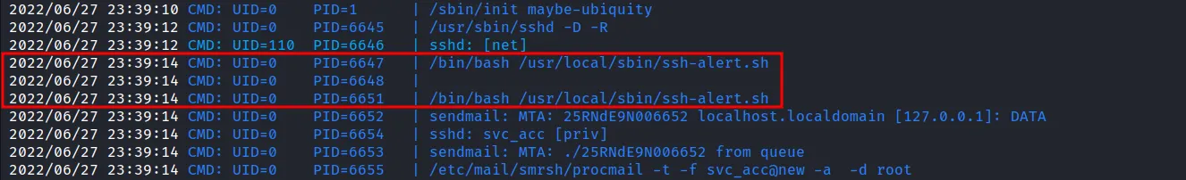 root execute ssh-alert.sh file
