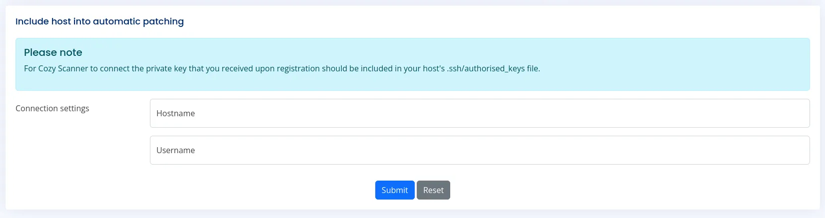 SSH on admin dashboard
