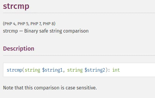 php strcmp