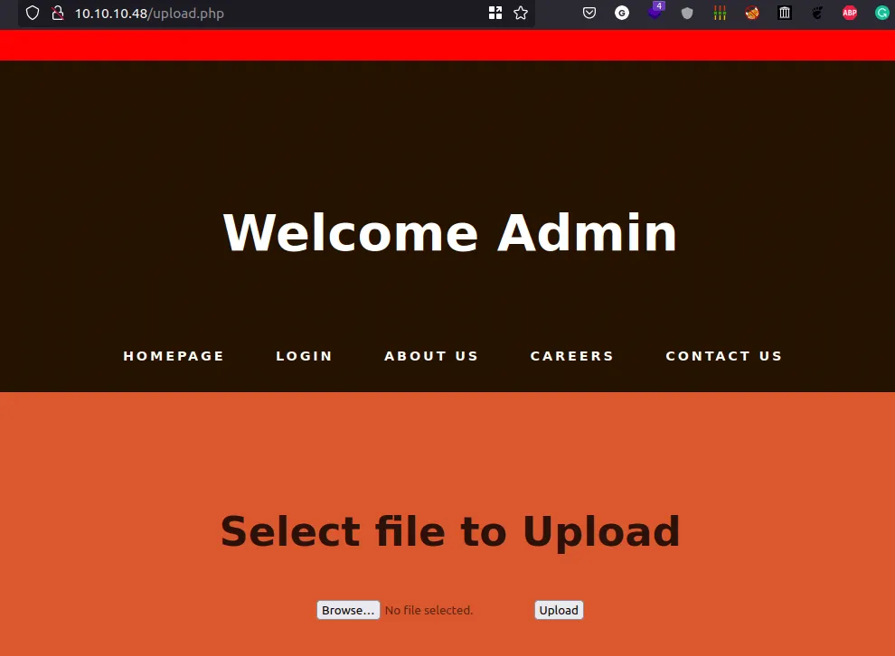 upload page