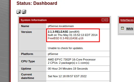 pfsense version