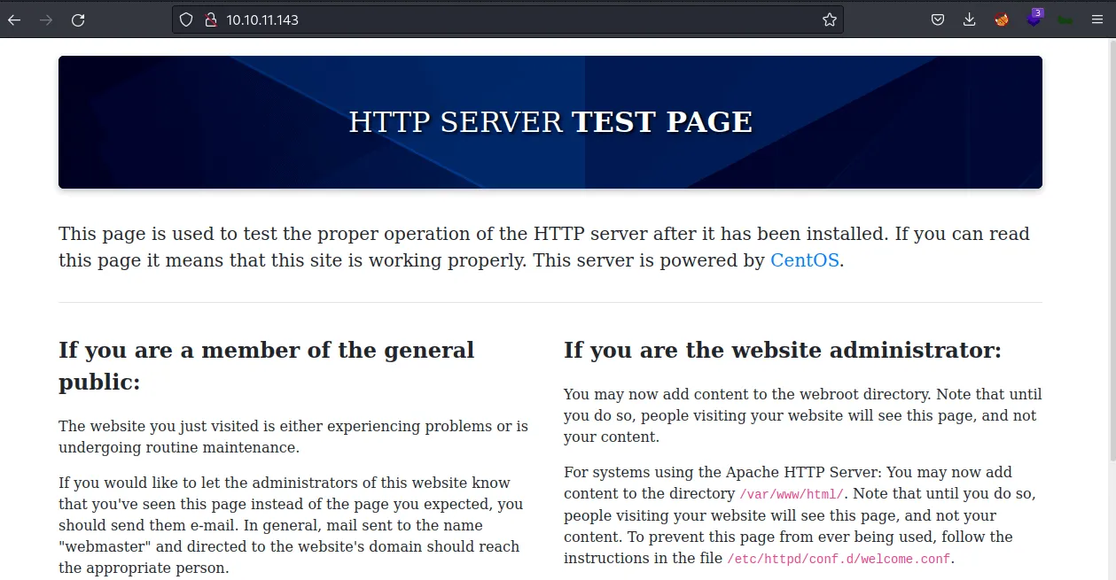 apache default page in centOS